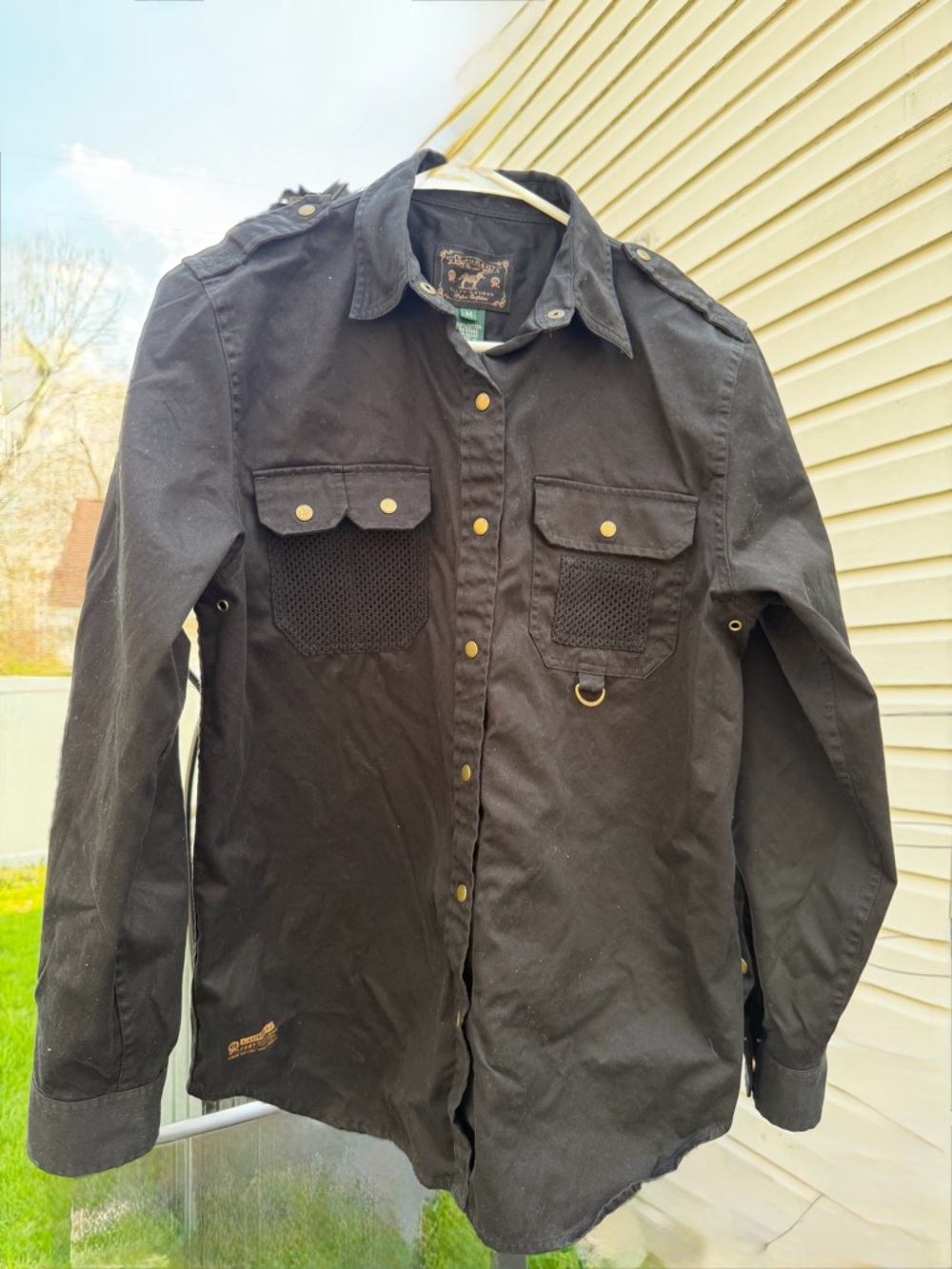 Ralph Lauren Black Utility Button-Down Shirt with Brass Snaps - Picture 2 of 16